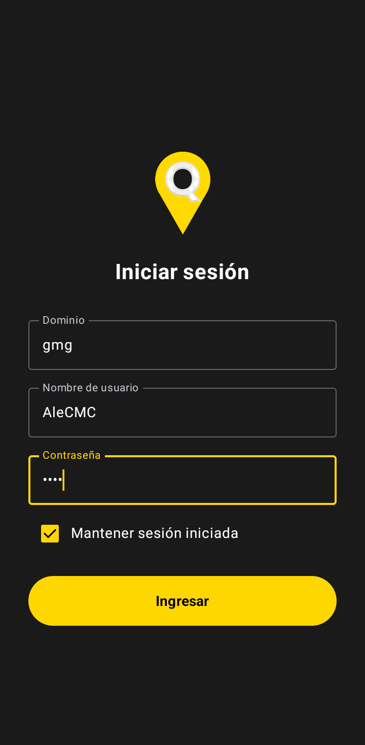 Pantalla de inicio de sesión de Qenqo