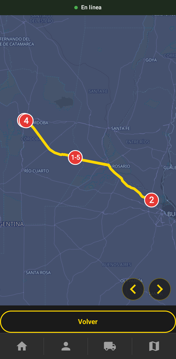 Mapa con el recorrido completo y sus paradas numeradas